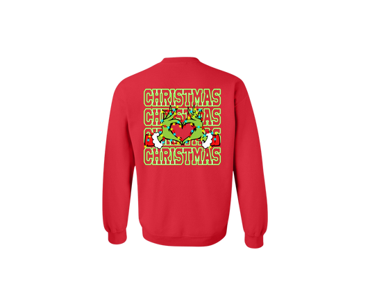 Grinch Heart Sign Red Christmas Unisex Sweater